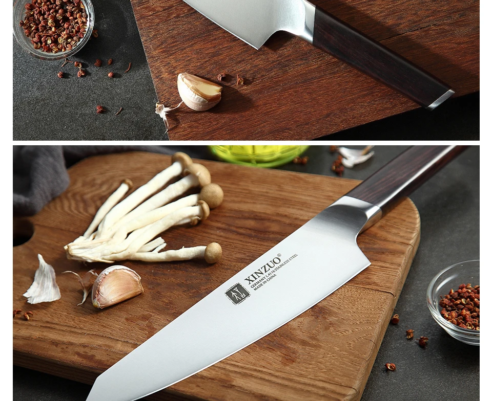 XINZUO 7 ''дюймовый нож Santoku кухонные ножи из нержавеющей стали бренд Din 1,4116 нож для нарезания шеф-повара нож с черной ручкой