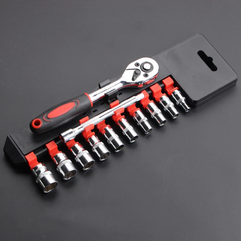 KALAIDUN Socket Wrench Kit 12Pcs 14-Inch Ratchet Wrench Bicycle Motorcycle Car Repairing Tool Set Common Sockets hand tools4