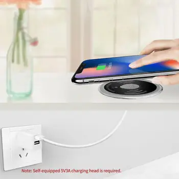 

Desktop Wireless Charger 5W Fast Charging Pad Waterproof Plug Hole Conference Table Desk Home Office for iPhone iPad Samsung