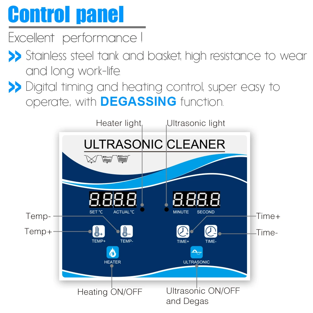 Ультразвуковой очиститель Granbo Digital 2L 120W с нагревательной ванной DEGAS для