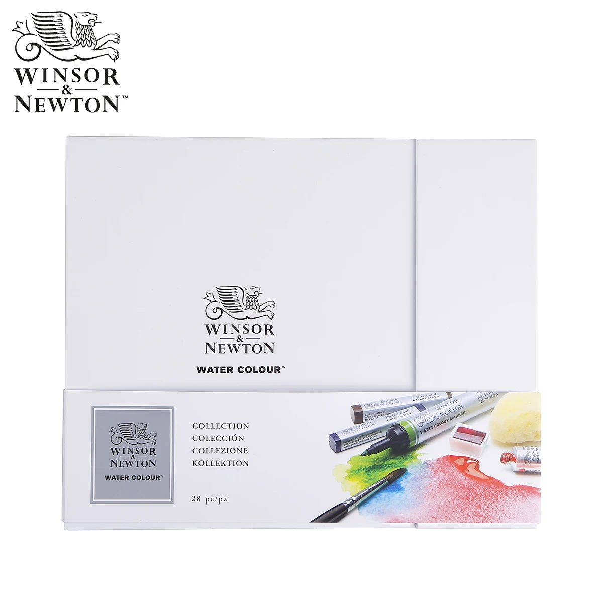 Winsor Newton, роскошный мастер-комплект, 4 сплошных акварельных стержня/трубки/блока+ 4 акварельных маркера+ 10 арок, набор бумаги