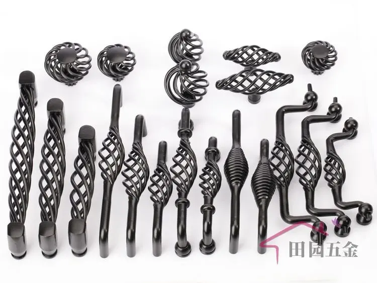 45mm European Black Bronze Iron Birdcage Cabinet Knob Black