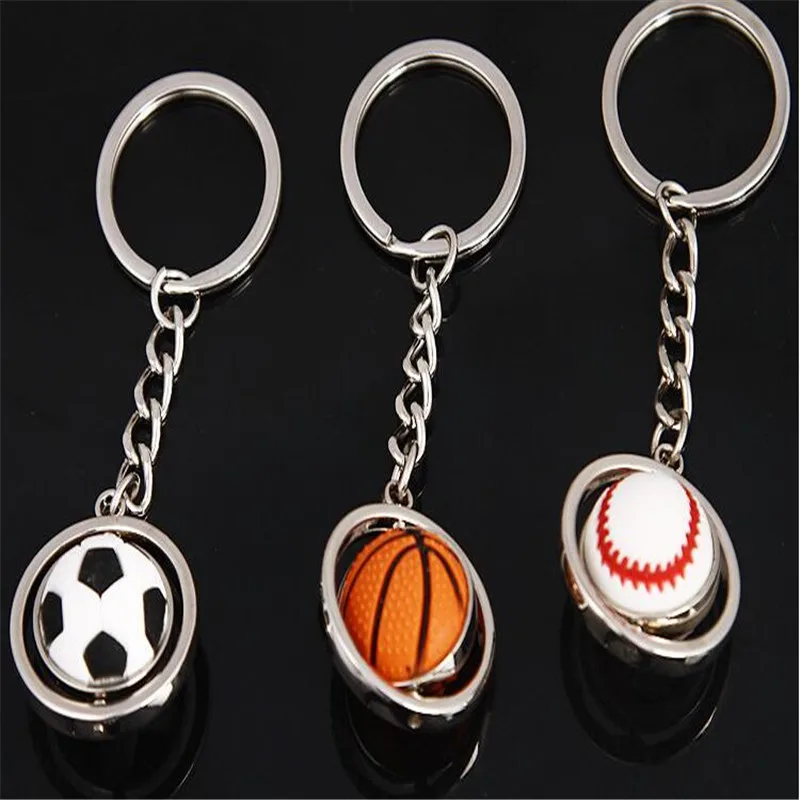1 X New 3D Sports Rotation Metal Football Keychain baseball basketball