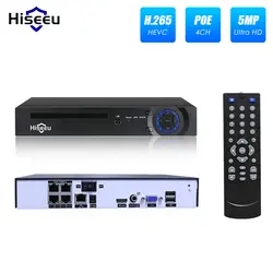 Hiseeu 4/8 канала PoE NVR для 1080 P POE IP Камера системы Камеры Скрытого видеонаблюдения H.265 48 V 802.3af видеонаблюдения NVR ONVIF DVR XMEYE APP