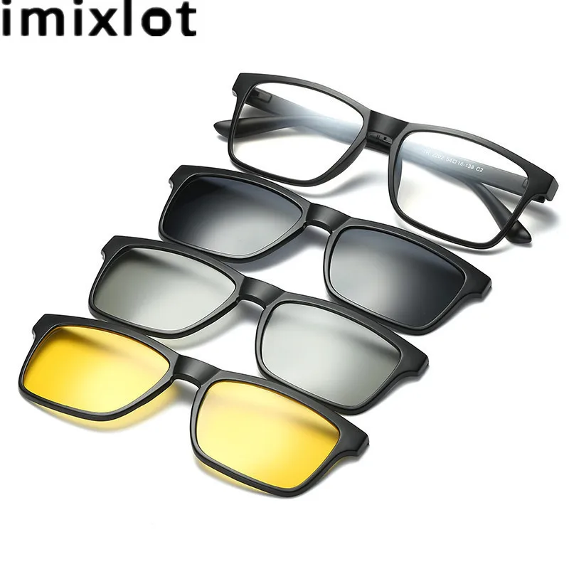 IMIXLOT мужские Поляризованные прикрепляемые солнцезащитные очки Polaroid Близорукость флип-ап солнцезащитные очки ночного видения вождения Магнитные очки UV400