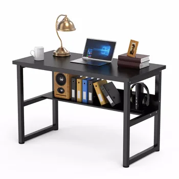 

47" Computer Desk with Bookshelf Office Desk Writing Workstation 2 in 1 Desk and Bookcase PC Laptop Study Table for Home Office