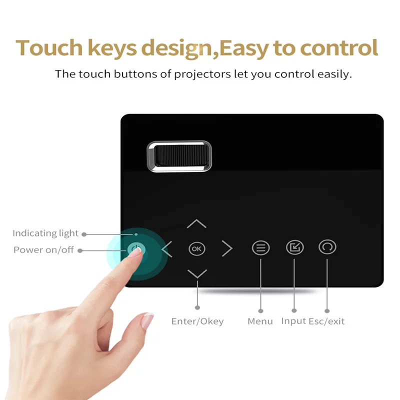 

Centechia MINI Projector UP 1080P US/EU/AU/UK Plugs HD Home Mulitmedia Cinema Mini Projector Portable for Home