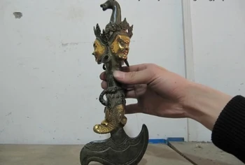 

Tibet Buddhism Bronze Gilt Evil spirits Vajrakila Hayagriva Buddha Phurpa Dagger