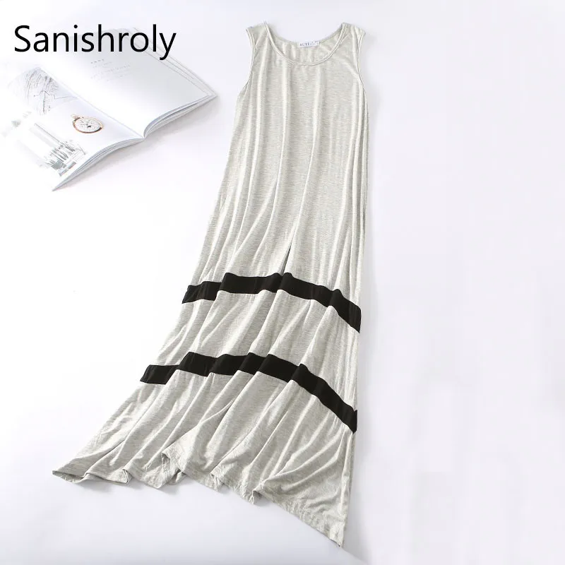 Sanishroly 2018 New Women Summer Tank Dress Modal Long Maxi Dresses Female Sleeveless Big Circle Boho Beach Vestidos SE067 | Женская