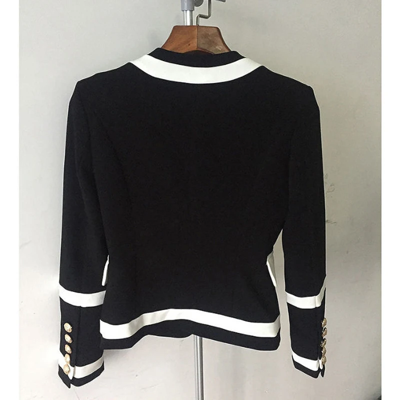 Contraste Noir Blazer cou Survêtement Mince 2018 Blazers Mode Couleur Blanc Femmes Jc2382 Patchwork Printemps Manteaux V Automne Femme x4Sw8qSIY