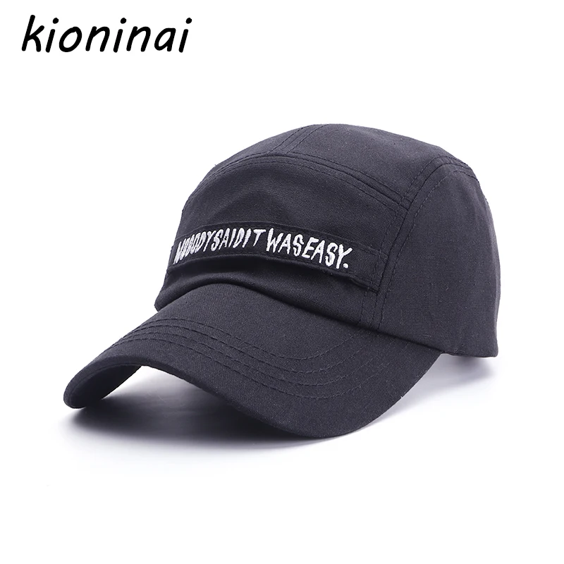 Kioninai Brand Flat Top Baseball Cap Men Black 100 Cotton Baseball Cap Hat Snapback Adjustable