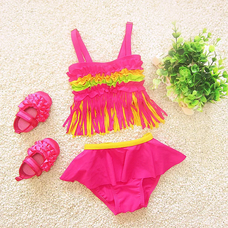 Cute Baby Girls Bikini 2018 Korean New Arrivals Tassel Patchwork Two