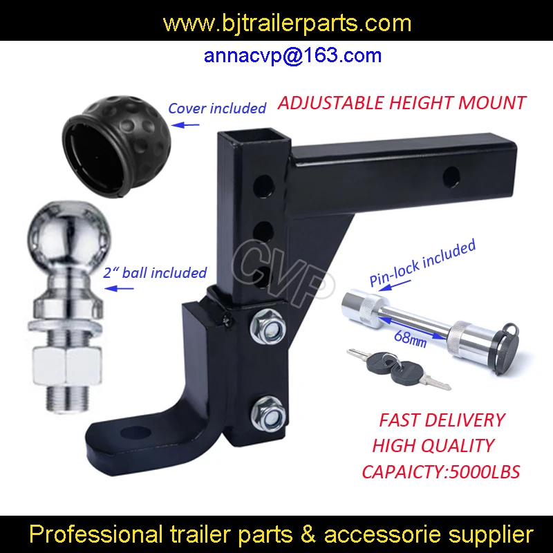 

CVP 10" Adjustable height towbar hitch ball mount 5000lbs Trailer Drop for 2" Receiver,trailer parts