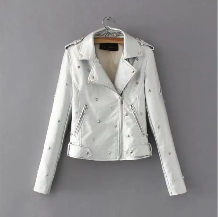 Куртка JUANTALK Женская из искусственной кожи с заклепками на молнии|jacket coat|fashion jacket