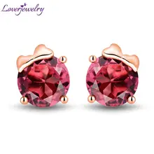 LOVERJEWELRY, женские серьги-гвоздики, натуральный розовый турмалин, женские серьги, 18 К, розовое золото, вечерние, для офиса, распродажа WE055