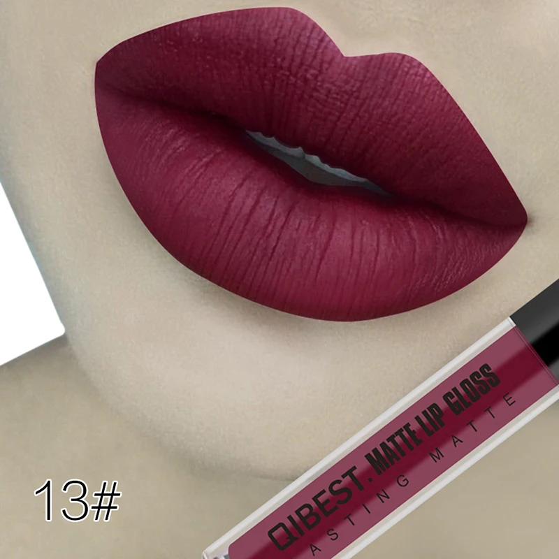 Qibest Matte Lipstick Liquid Nude Batom Mate Makeup Waterproof Liquid Lipstick Long Lasting Lip Tint Matte Cosmetic No-stick Cup - Цвет: 13