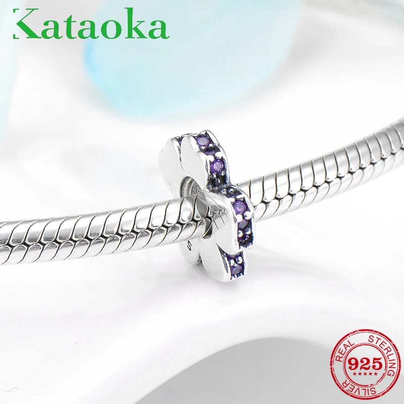 

Fashion 925 Sterling Silver fascinating flower shape purple CZ beads Fit Original Pandora Charm Bracelet Jewelry making