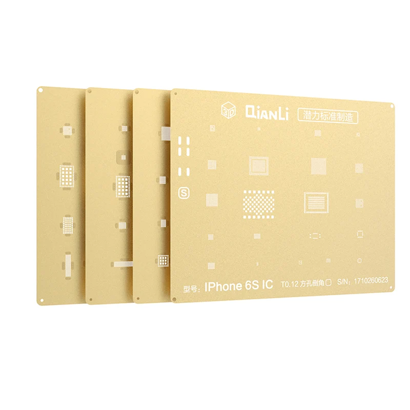 

QIANLI IOS Golden 3D BGA Reballing Stencils NAND Baseband IC/CPU A8 A9 A10 A11 3D Steel Mesh for iPhone 6 6S 6P 7 7P 8P