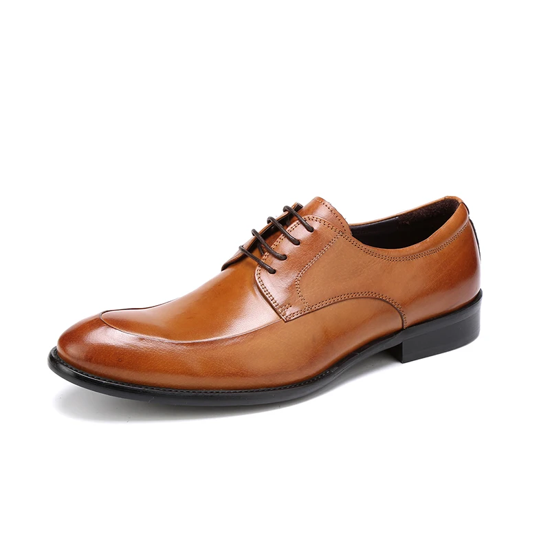 

British Leather Shoes Men's Trend New Breathable Business Dress Brown Shoes Men's Round Head With Men's Shoes