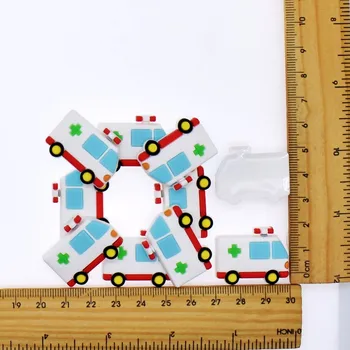 

Boys Gift DIY Soft Ornament Vehicles Charms Bus Taxi Ambulance Excavat Car For Pen/Glasses Frame/Bookmark/Earphone 10 pcs