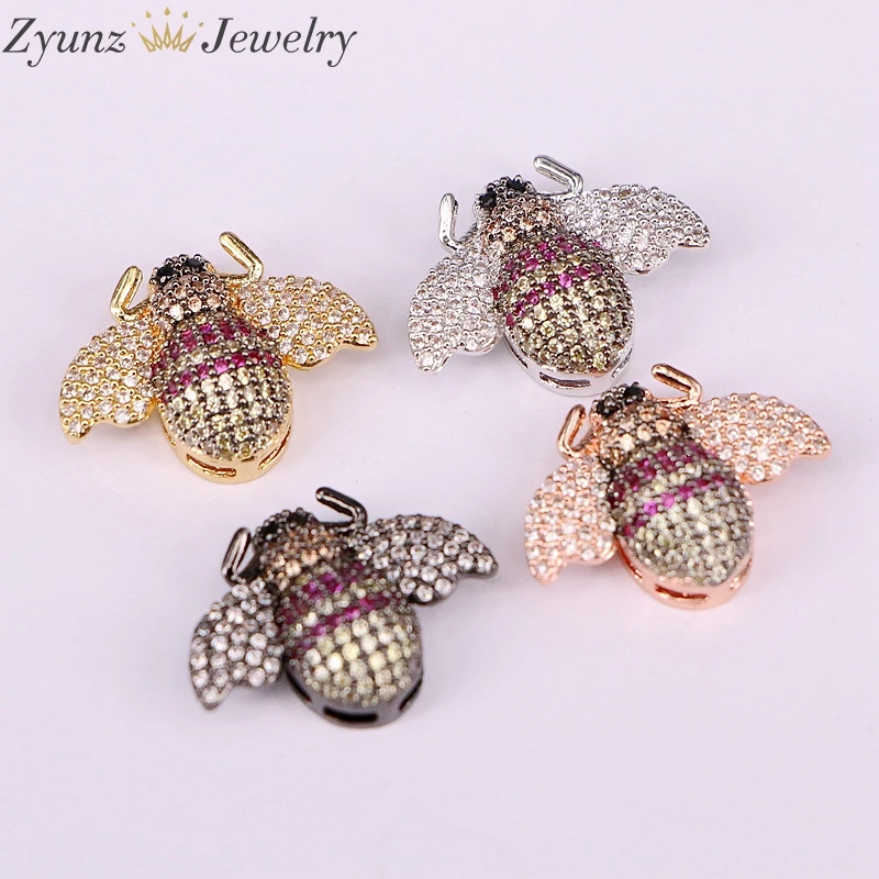 

5PCS Lovely Micro Pave CZ Insect Bee Connector & Pendant Beads for Women Jewelry Making Accessories