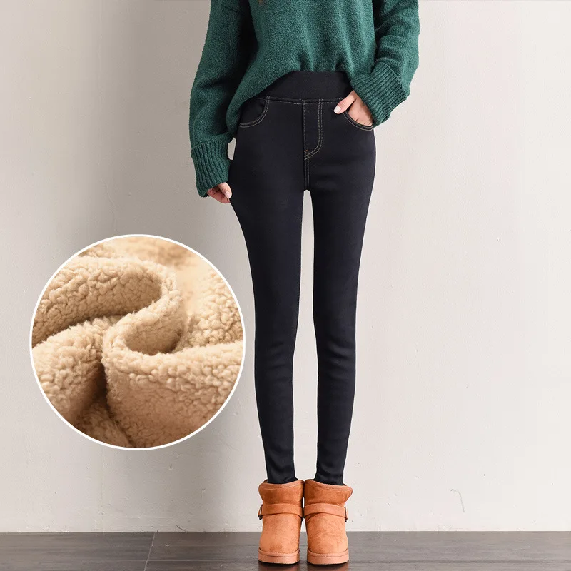 

Fleece Jeans Woman 2018 High Waist Winter Warm Jeans Women Denim Pencil Pants Jean Femme Plus Velvet Skinny Jeans Trousers