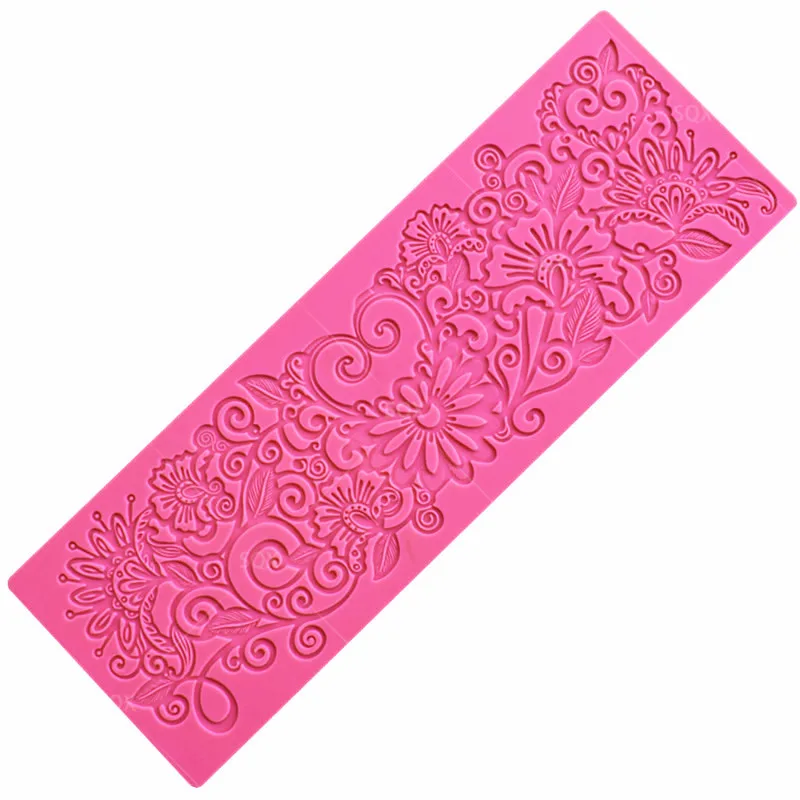 

Newest Silicone Cake Lace Mat Silicone Lace Mold Fondant Cake Decorating Tools Border Decoration Lace Mold Stencil Baking LS152