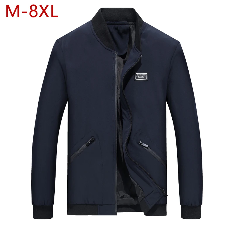 

Male Thin Windbreaker Men Casual College Jacket M-8Xl Spring Autumn Blue Black Varsity Coat Summer Overcoat