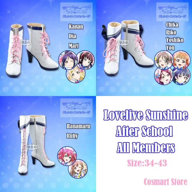 Anime Lovelive Sunshine!!Aqours Takami Chika After School All Members Cosplay Shoes High Heel Boots Custom Size 34-43 | Тематическая
