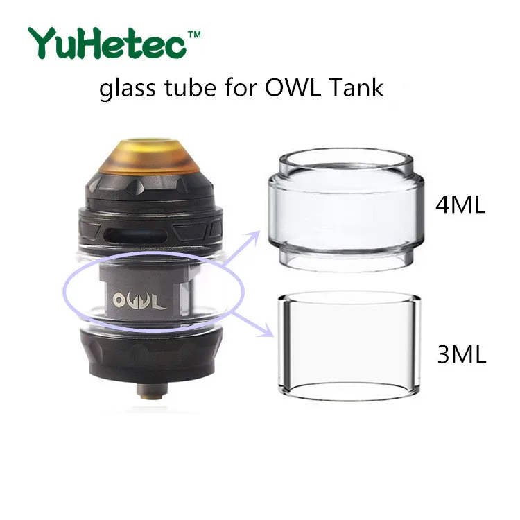 

2PCS YUHETEC (fatboy) glass Tank /glass tube for Advken OWL Tank 3ml / 4ml