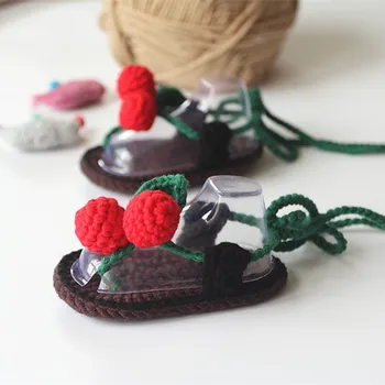 

QYFLYXUEVibrant Cherry Hand Crafted New Baby Full Moon 100 Day Clip Foot Soft Bottom Toddler Step Shoes Front