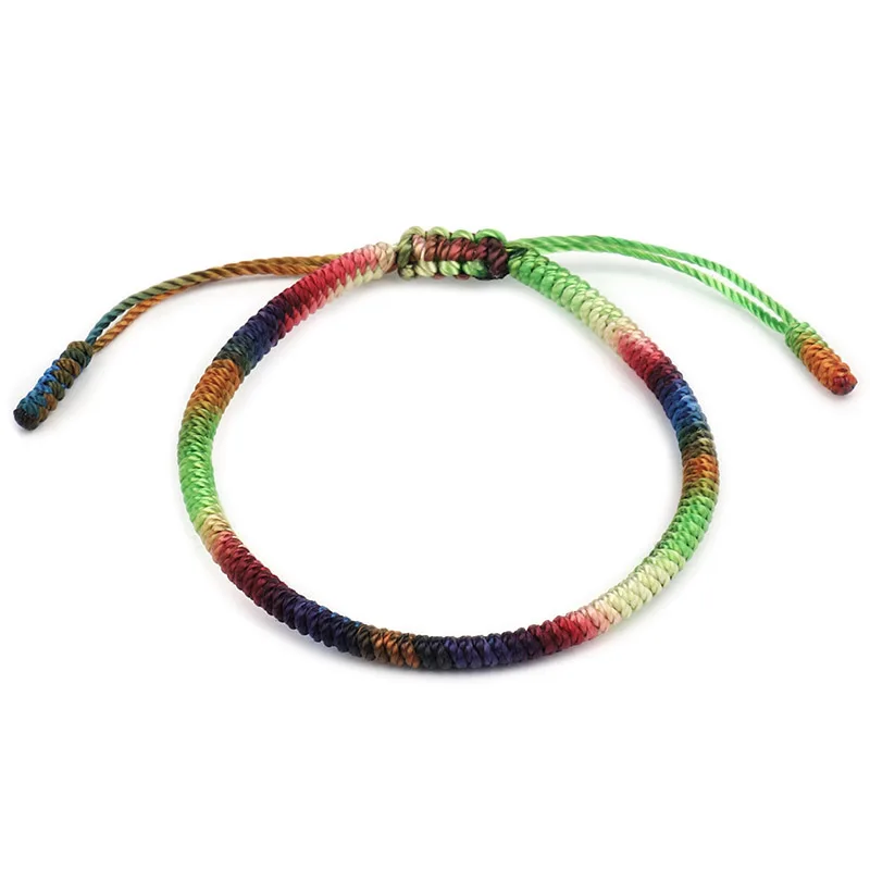 Tibetan Buddhist Handbraided 7 Chakra Color Knots Lucky Rope Bracelet