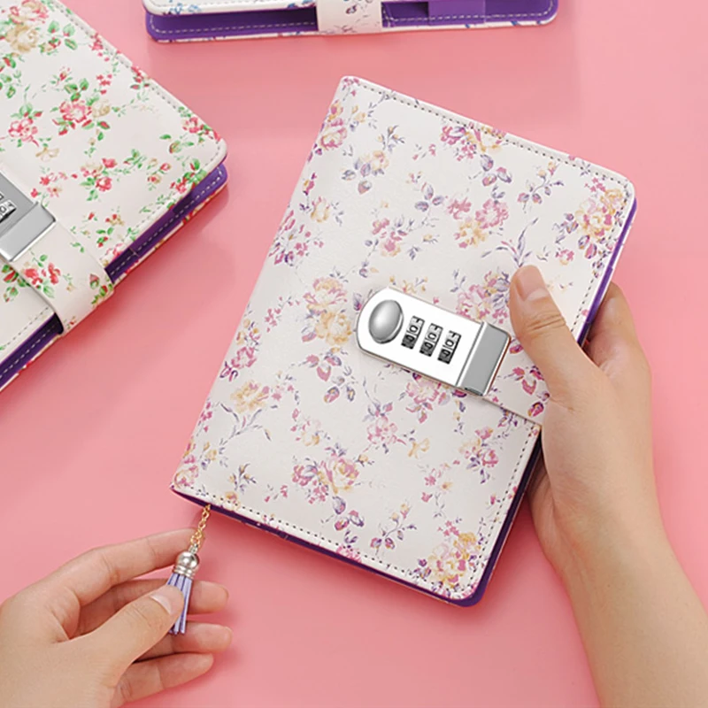 Kawaii A6 кожаная записная книжка с замком в Корейском стиле блокноты для письма