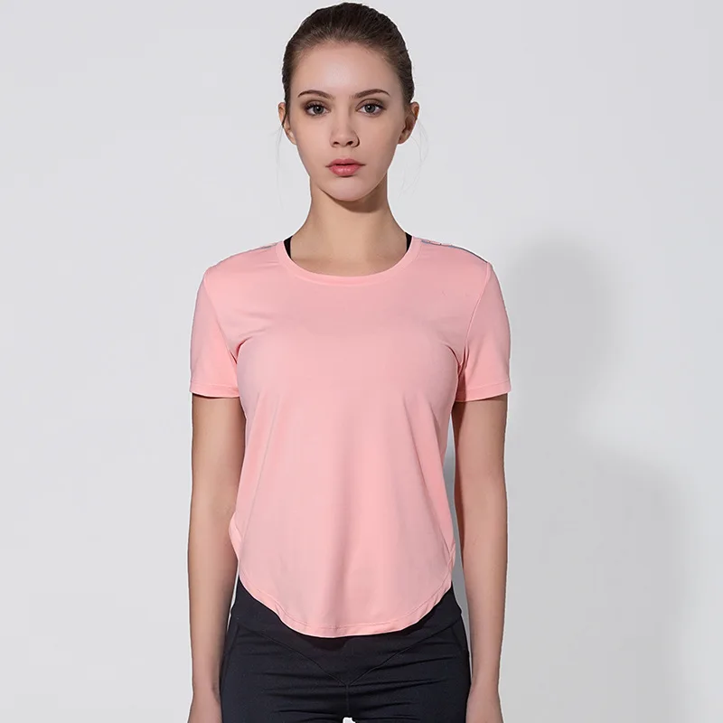 Women Sports T shirt O neck Solid Running Quick Dry Shirt Fitness