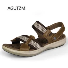 AGUTZM/9879 г. новые модные удобные мужские сандалии смешанных цветов из натуральной кожи с заклепками+ г. Большие Размеры: 36-47
