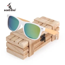 BOBO BIRD gafas de sol polarizadas de madera de bambú para mujer, montura cuadrada blanca, gafas Vintage, gafas de sol femeninas C-CG007