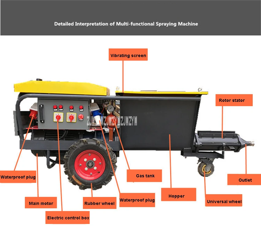 WS-T950 многофункциональная двухскоростная распыляющая машина Профессиональное распыляющее оборудование цементный раствор распыляющая машина 380V 7.5KW+ 3KW