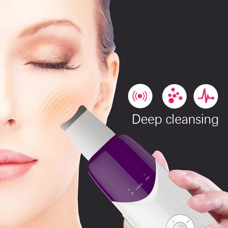 

New Home Use Rechargeable Ultrasonic Galvanic Ion Skin Cleansing Skin Scrubber Peeling Facial Cleaner Massager Face Beauty