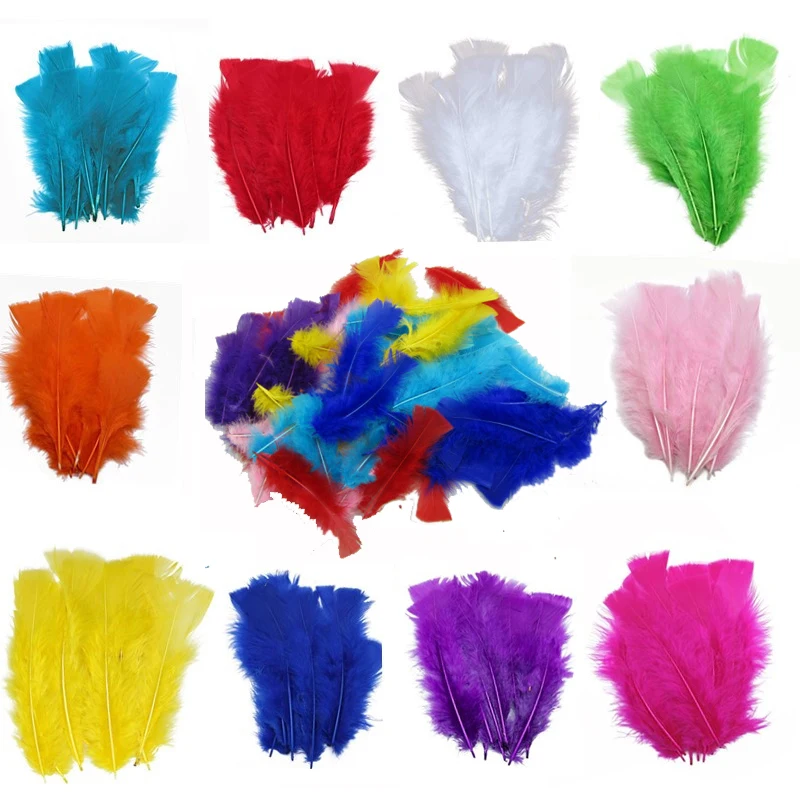 

50pcs 10-16cm Multicolor optional DIY Dyed Fluffy Turkey Feather Wedding Decorations Elegant Party Clothes Feathers