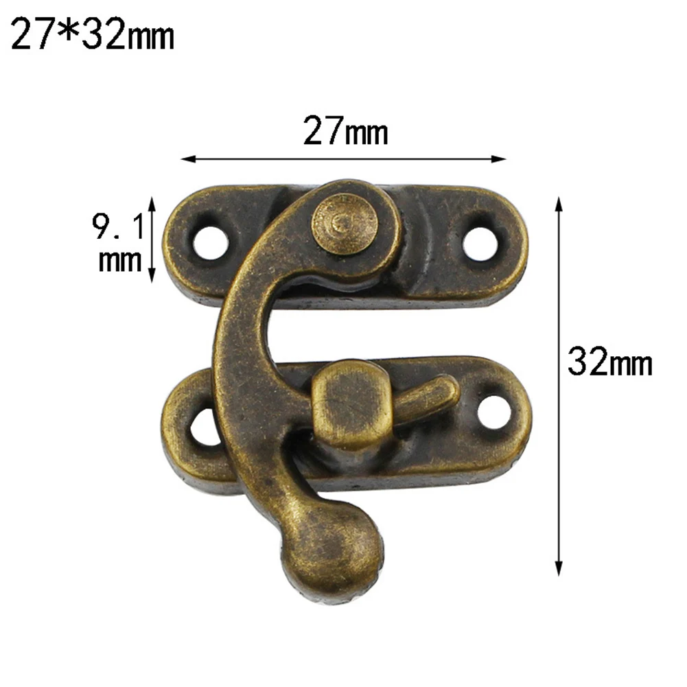 10 шт. маленький античный металлический замок декоративный крючок подарок деревянный ювелирный замок деревянная коробка Пряжка Застежка Замок застежки - Цвет: bronze left