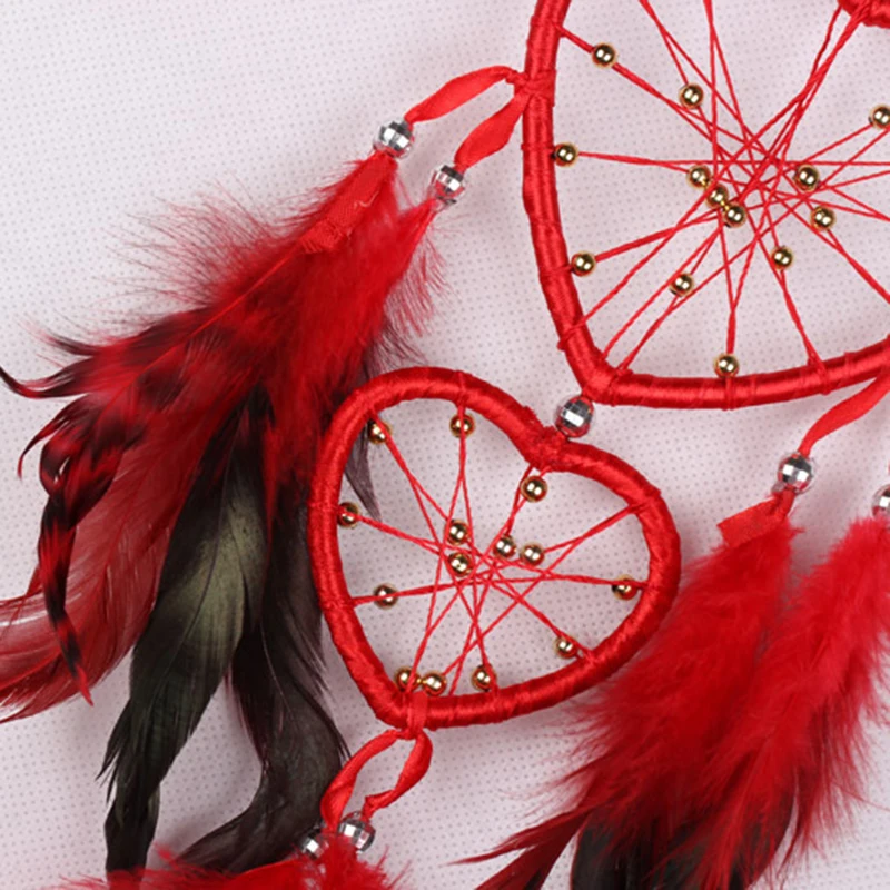 Newest Heart Shaped Dream Catcher Dreamcatcher with Feathers Wall Hanging Home Decor