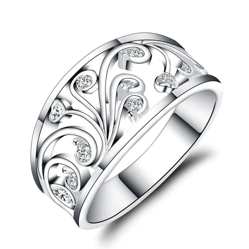 

Vintage Engagement Ring Peacock Flower Design AAA White Cubic Zircon Female Women Wedding Band CZ Rings Jewelry