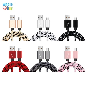 

100pcs/lot 0.25m 1m 2m 3m Nylon Braided Lattice Micro 5pin 8pin Type-c Data Sync Charging Cable for Iphone Xr Samsung Nokia LG