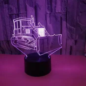 

New Bulldozer 3d Lights Creative Colorful Usb Stereo Vision Night Light 3d Small Usb Led NightLight Kids Lamp