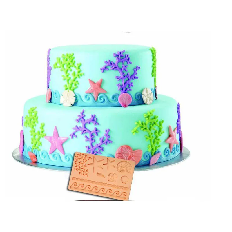 

Ocean Sea Life Theme Cute 3D Coral Starfish Star Silicone Baking Chocolate Mold Fondant Cake Food Party Lace Decor Mat
