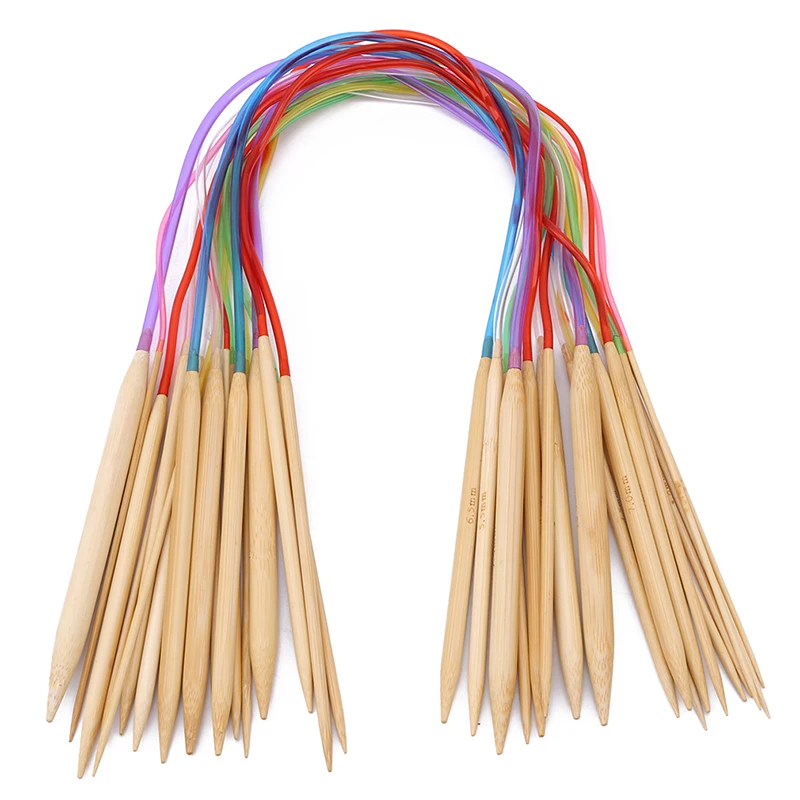 Натуральный Бамбуковый гибкий афганский Tunisian ковер крючки для вязания спиц многоцветные спицы Набор для домашнего использования - Цвет: 60cm colorful
