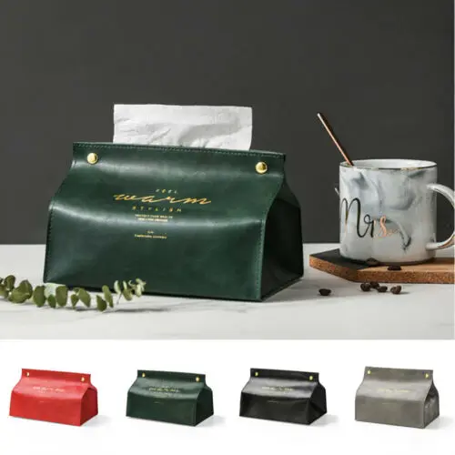 Classical leather Wedding Room Car Sofa Hotel Decorative Tissue Box Napkin Paper Holder Cover Tissue Case Desktop Organizer