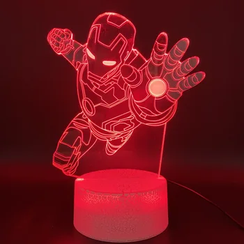 

3d Optical Led Night Light Lamp Marvel Iron Man Figure Office Room Decorative Table Lamp Cool Kids Gift Child Nightlight Ironman