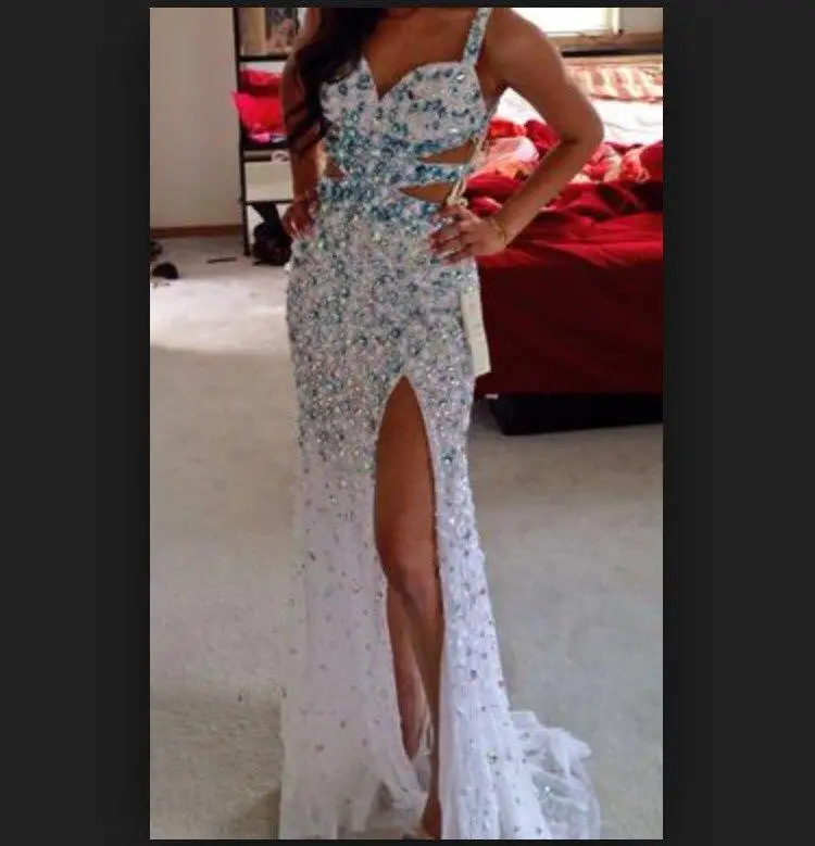 white dress with split leg