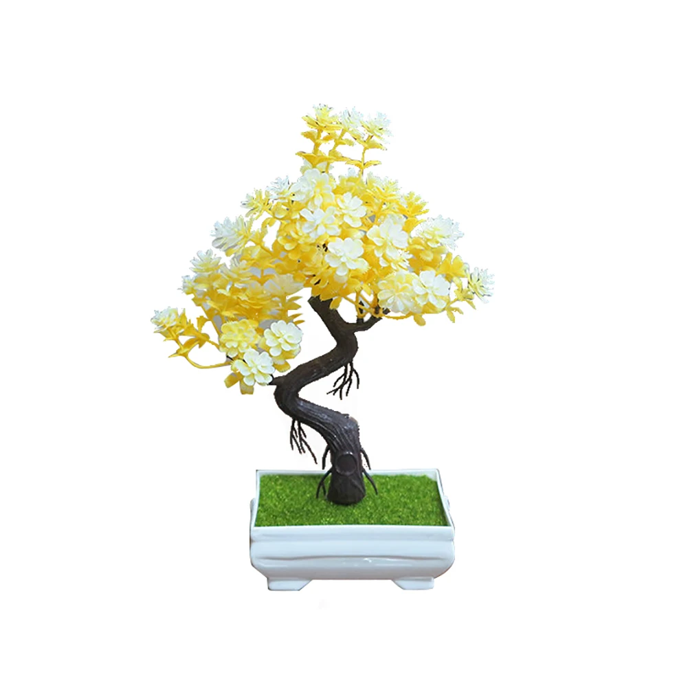 1 шт. модное искусственное дерево в горшке бонсай имитация растение, украшение для дома стол центральные искусственные растения - Цвет: Цвет: желтый